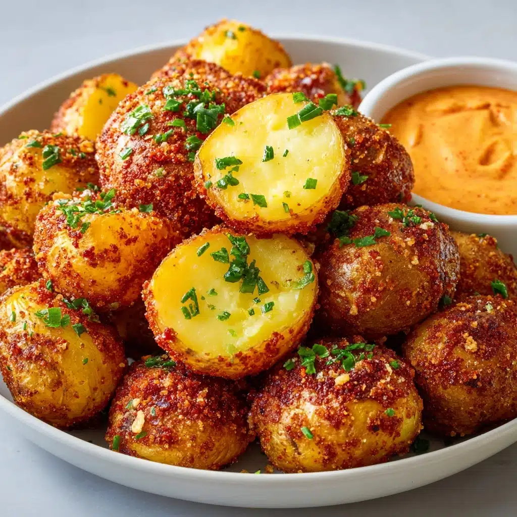 Crunchy Parmesan Crusted Potatoes with Tobiko Gochujang Dip Recipe - Recipe Image