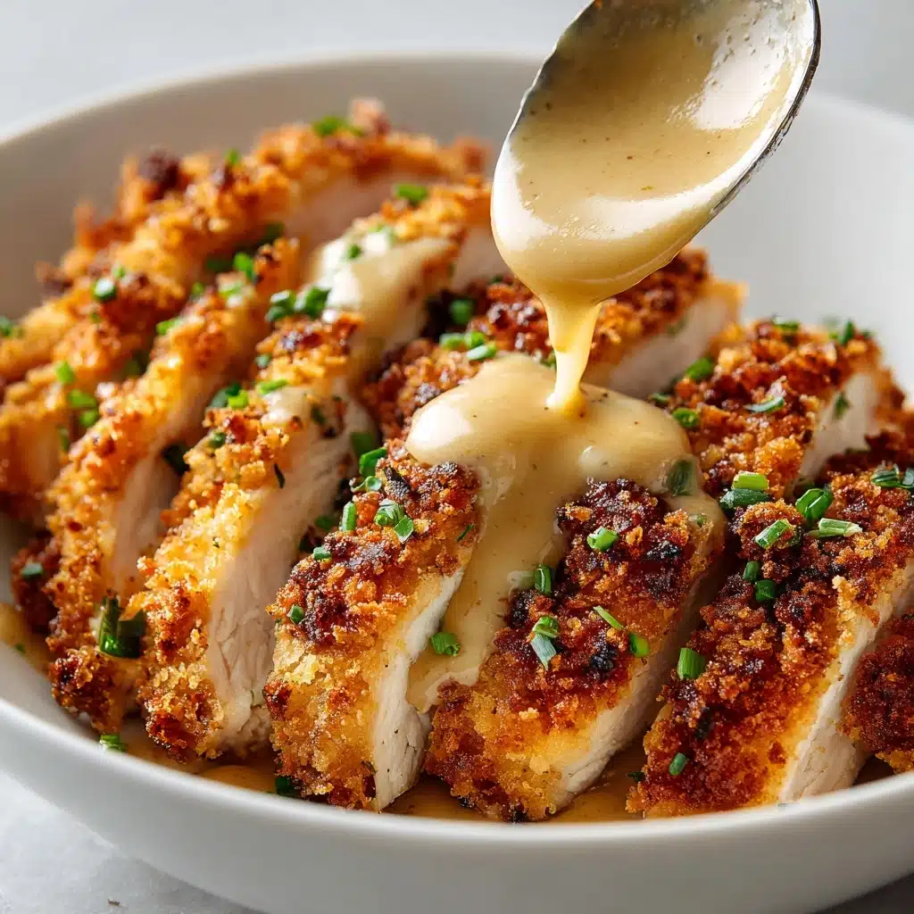Parmesan Crusted Chicken with Creamy Garlic Sauce Recipe - Recipe Image