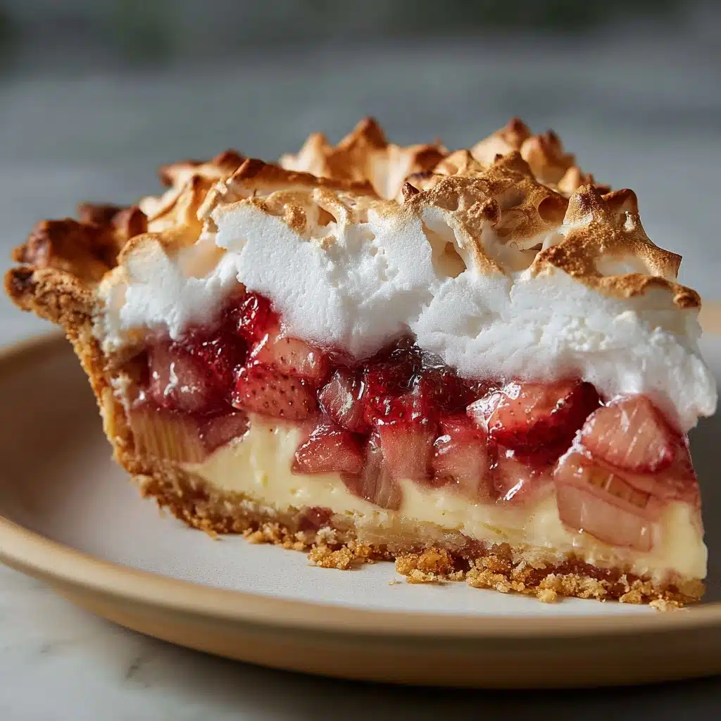 Rhubarb Meringue Pie Recipe with Fluffy Topping Recipe - Recipe Image