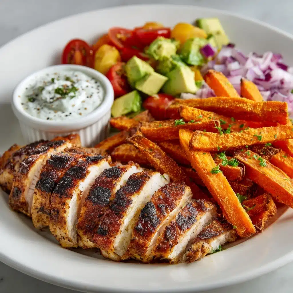 Chicken with Sweet Potato Fries & Avocado Salsa Recipe - Recipe Image