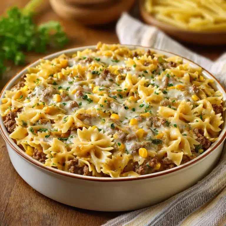 Garlic Butter Ranch Beef and Roasted Corn Bowtie Casserole Recipe