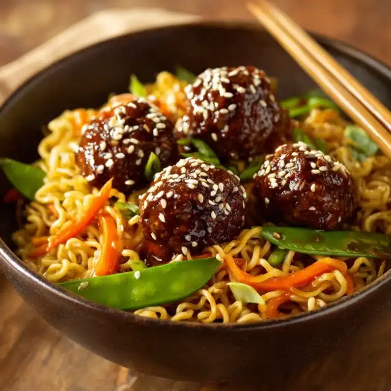 Asian Meatballs with Yakisoba Recipe