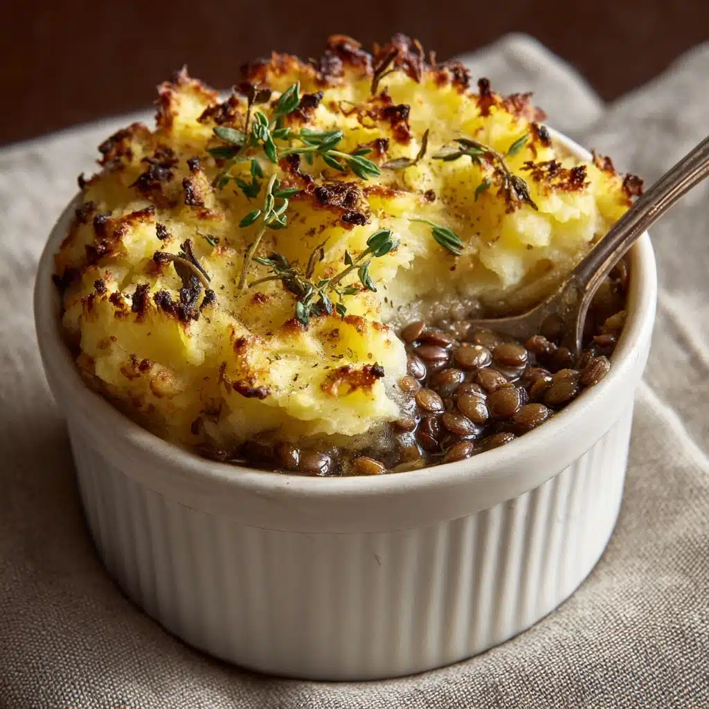 Vegan French Onion Shepherd's Pie with Lentils & Cauliflower Potato Mash Recipe - Recipe Image