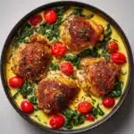 Creamy Pesto Chicken with Roasted Tomatoes and Spinach Recipe