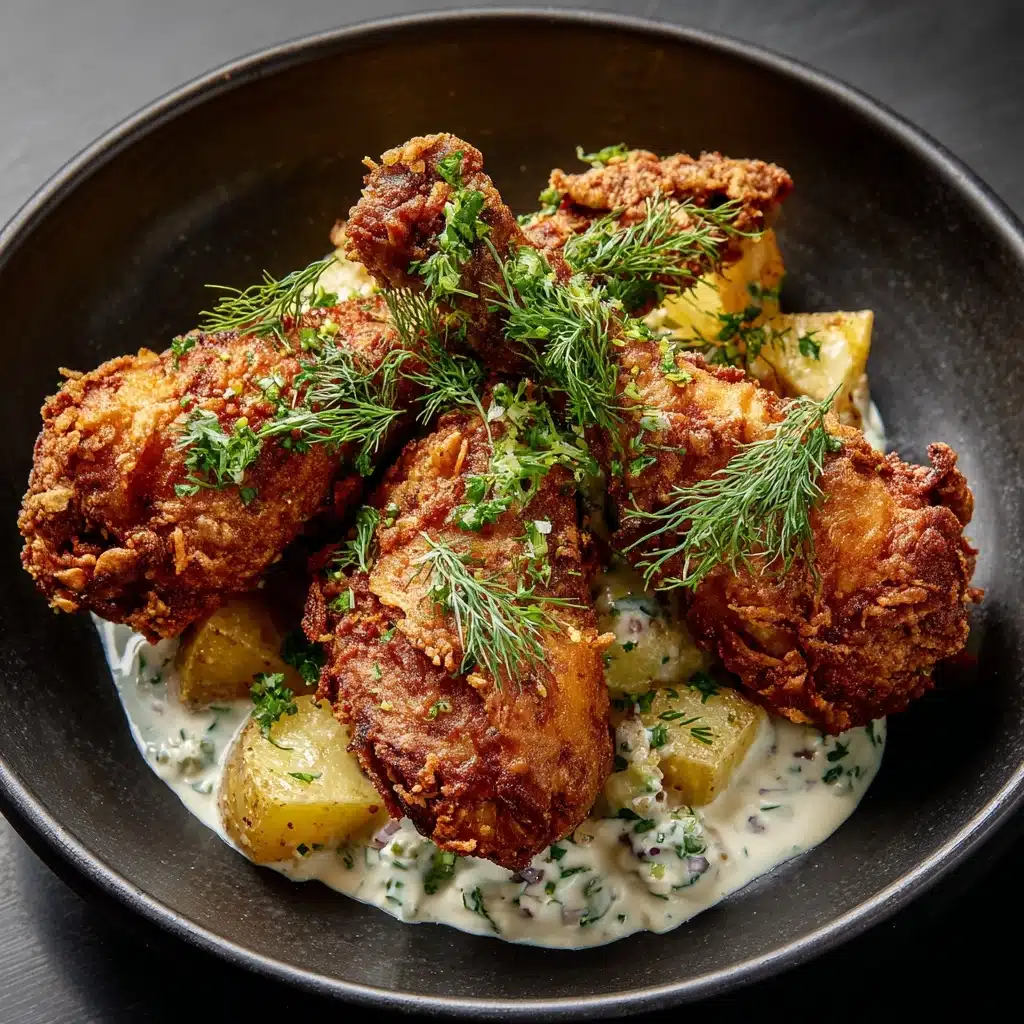 Buttermilk Fried Chicken with Summer Potato Salad Recipe - Recipe Image