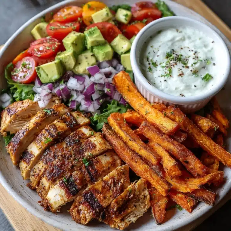 Chicken with Sweet Potato Fries & Avocado Salsa Recipe