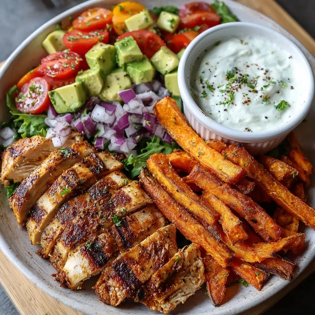 Chicken with Sweet Potato Fries & Avocado Salsa Recipe - Recipe Image