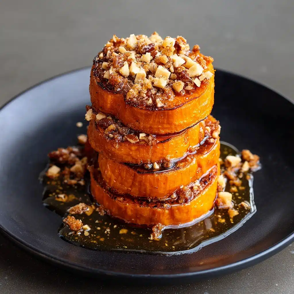 Sticky Maple Sweet Potato Stacks with Garlic & Almond Butter Recipe - Recipe Image