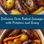 Oven Baked Sausages with Potatoes, Vegetables and Gravy Recipe