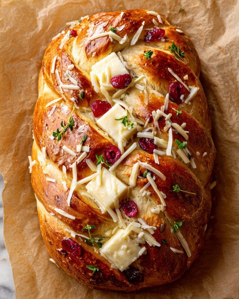 Garlic Herb Sourdough Bread Stuffed with Brie & Cranberry Recipe