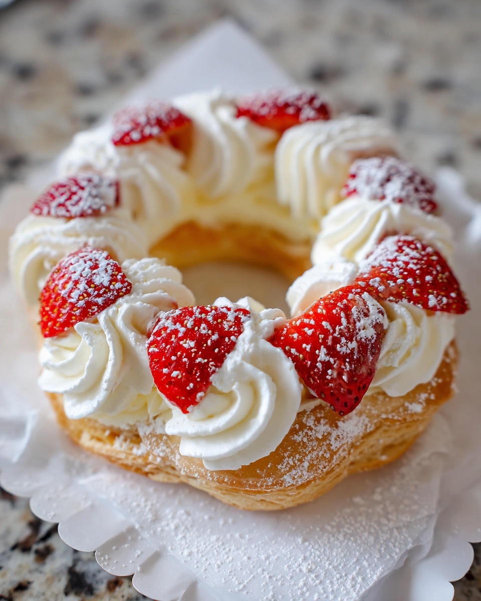 Paris-Brest Pastry with Whipped Cream and Strawberries Recipe - Recipe Image