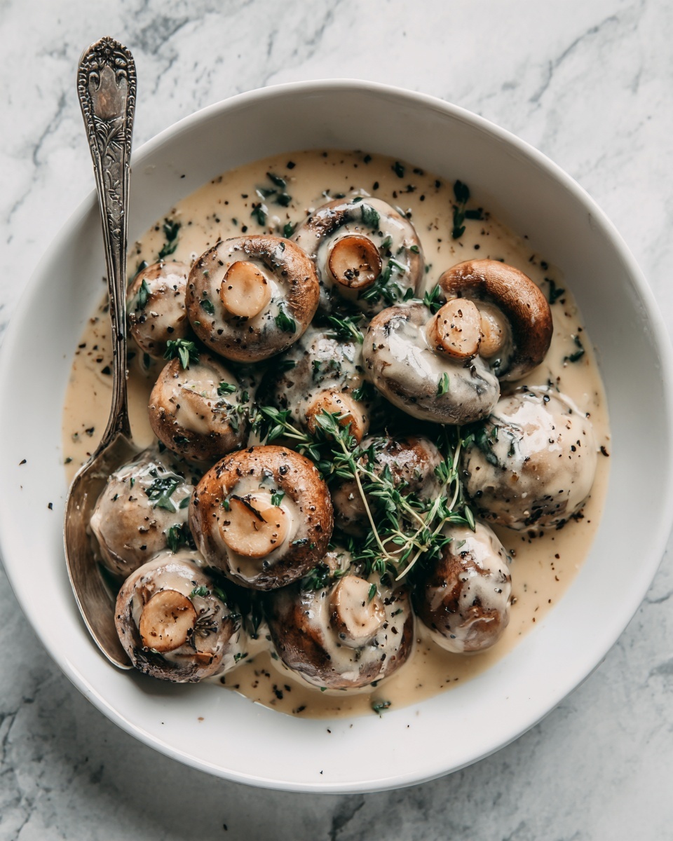Creamy Garlic Butter Tuscan Mushrooms Recipe - Recipe Image