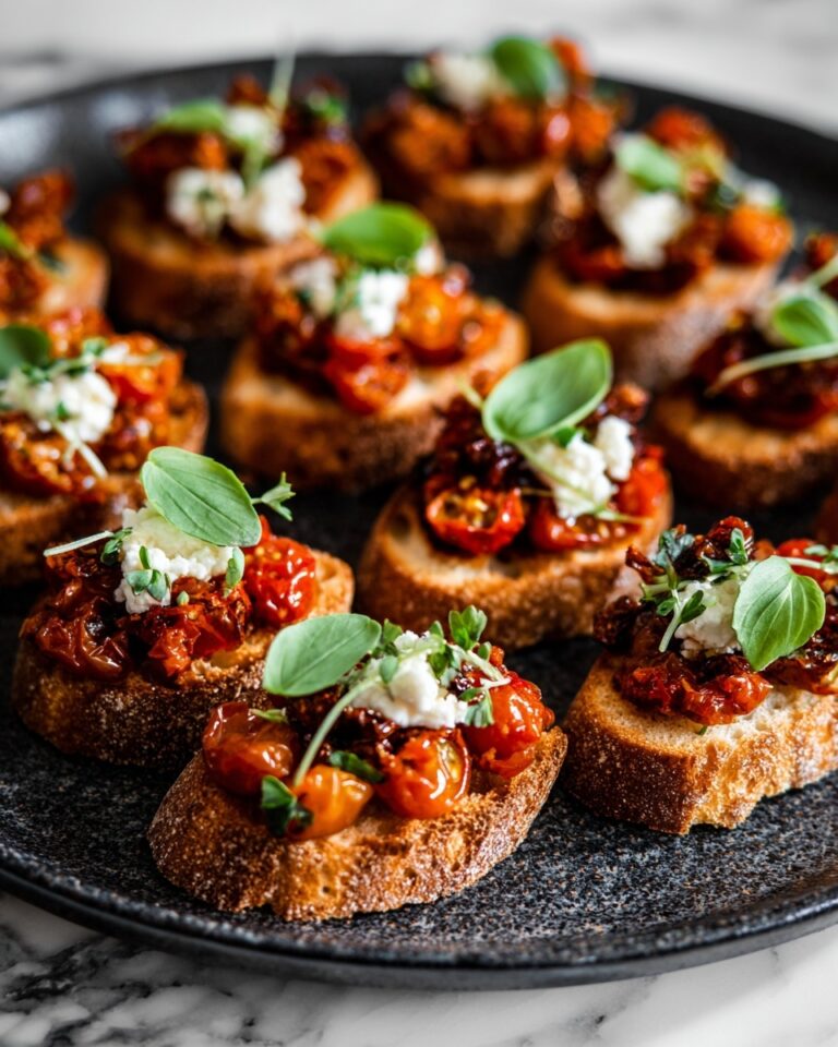 Roasted Tomato and Garlic Bruschetta Bites Recipe