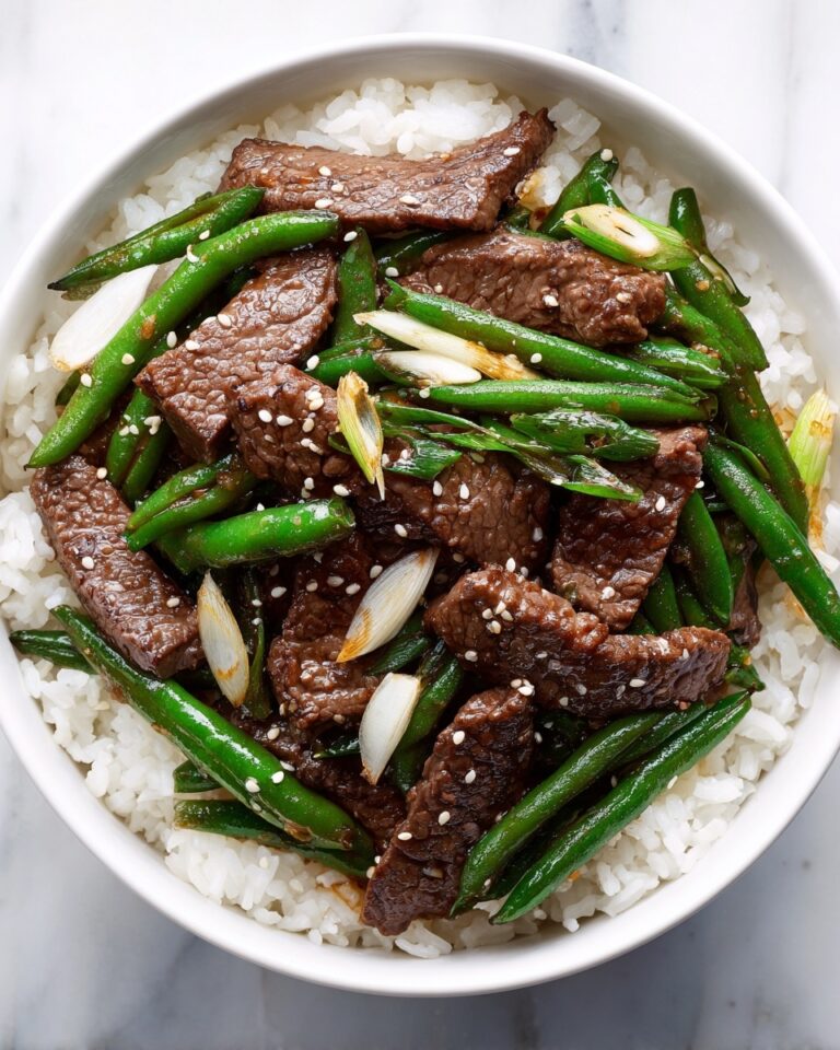 Spicy Garlic Beef Stir-Fry with Green Beans & Rice Recipe