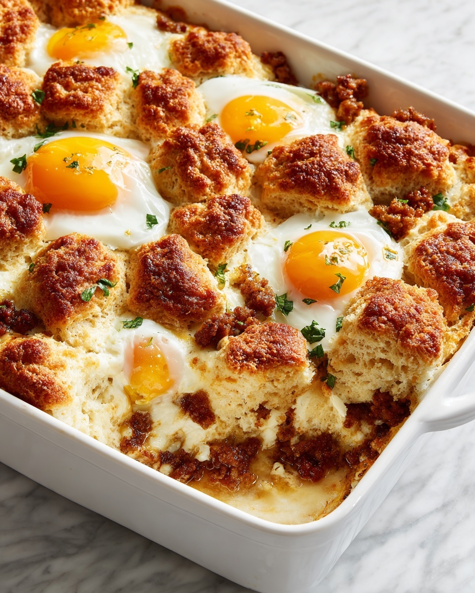 Biscuits and Gravy Breakfast Casserole Recipe - Recipe Image