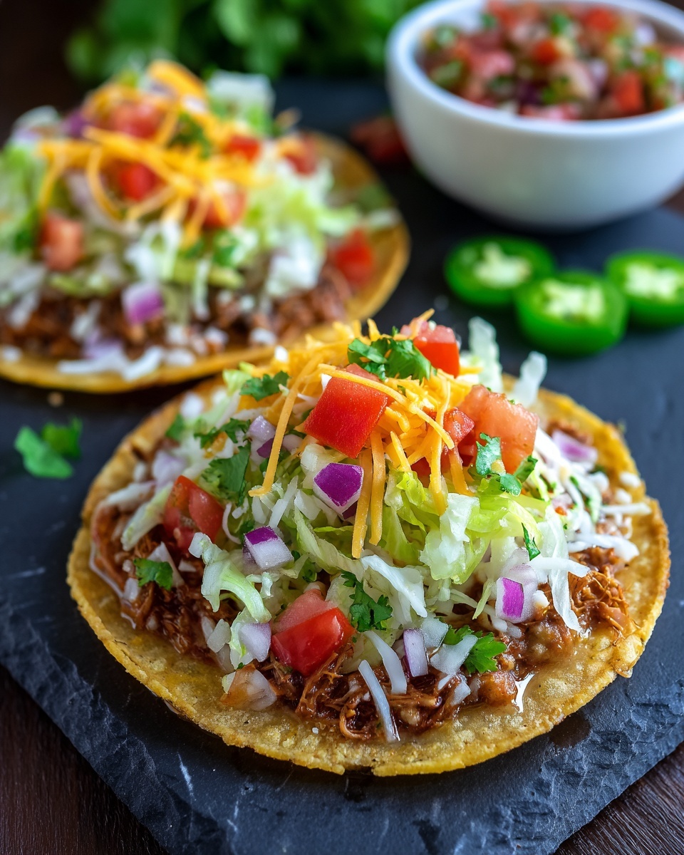 Cheesy Tostadas with Lettuce and Creamy Sauce Recipe - Recipe Image