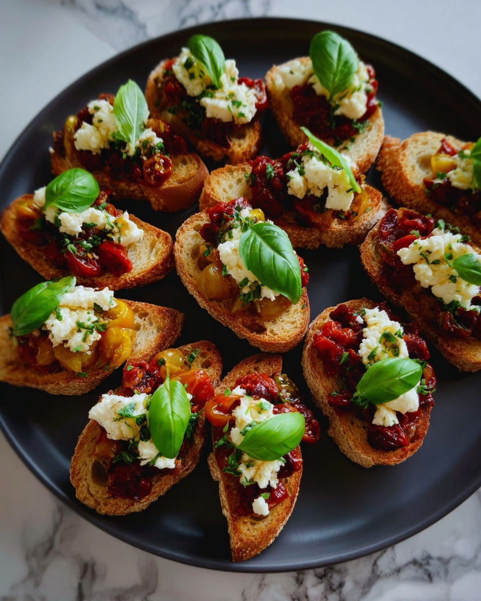 Roasted Tomato and Garlic Bruschetta Bites Recipe - Recipe Image