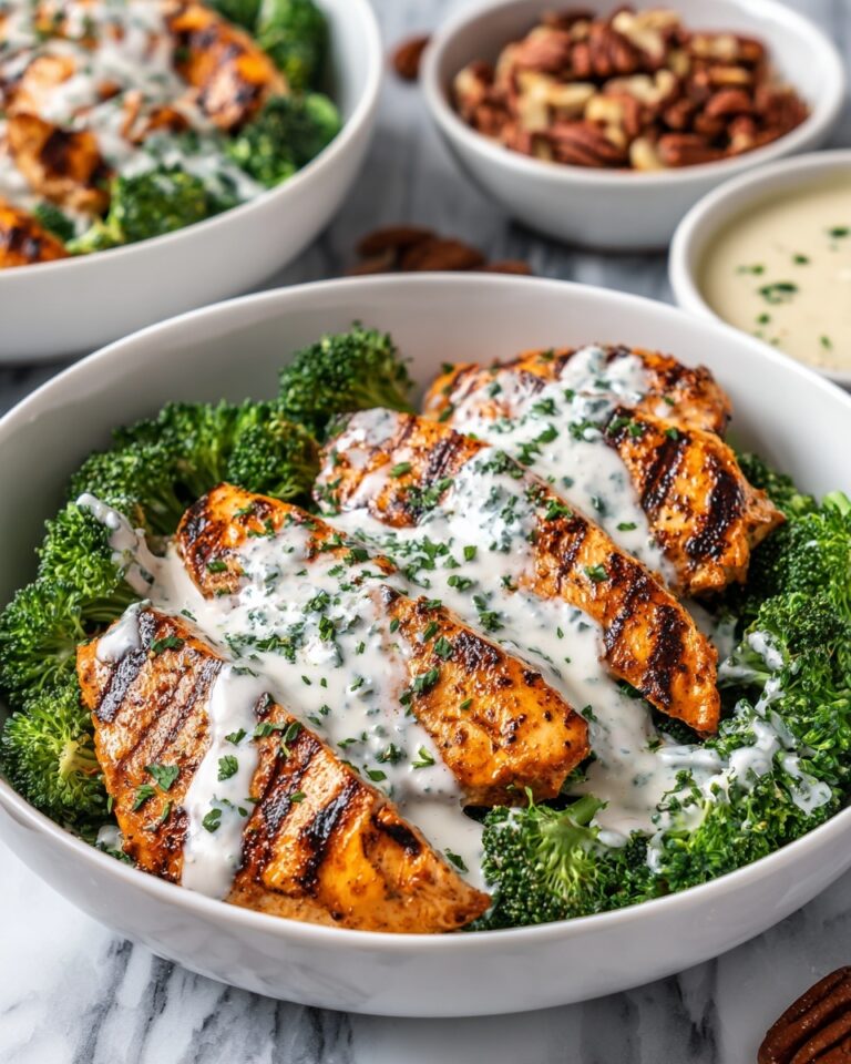 Grilled Chicken Broccoli Bowls with Creamy Garlic Sauce Recipe