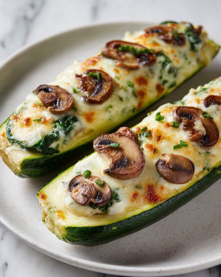 Spinach Mushroom and Ricotta Stuffed Zucchini Recipe