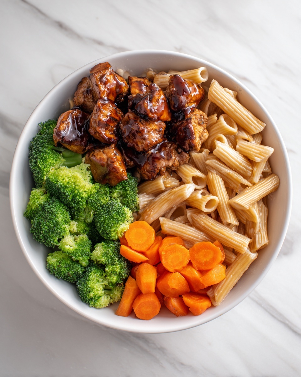 Honey Garlic Chicken with Roasted Veggie Penne Recipe - Recipe Image