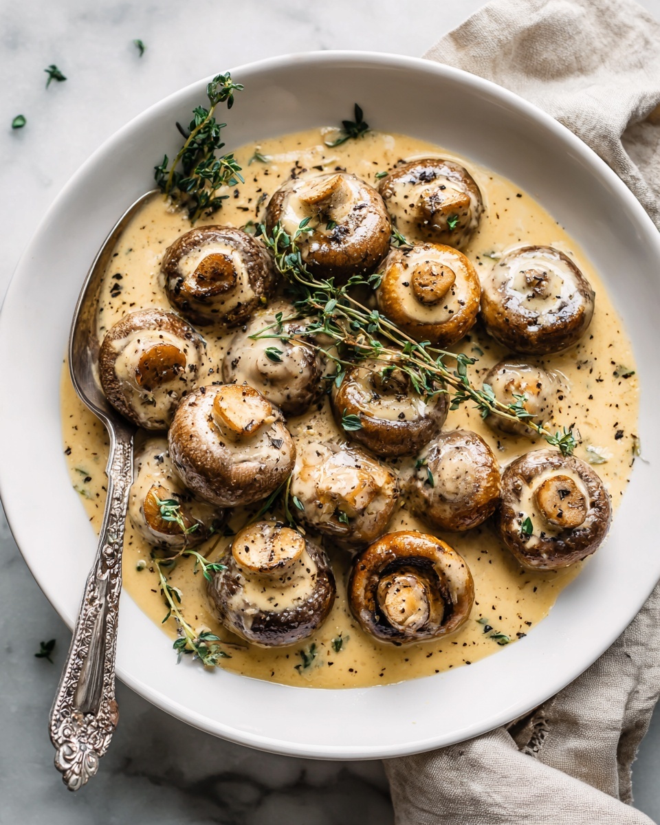 Creamy Garlic Butter Tuscan Mushrooms Recipe - Recipe Image