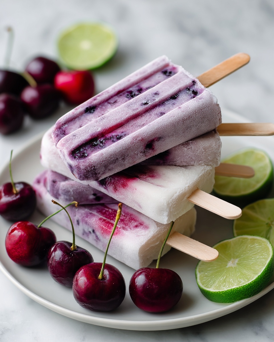 Cherry Lime Ice Pops Recipe - Recipe Image