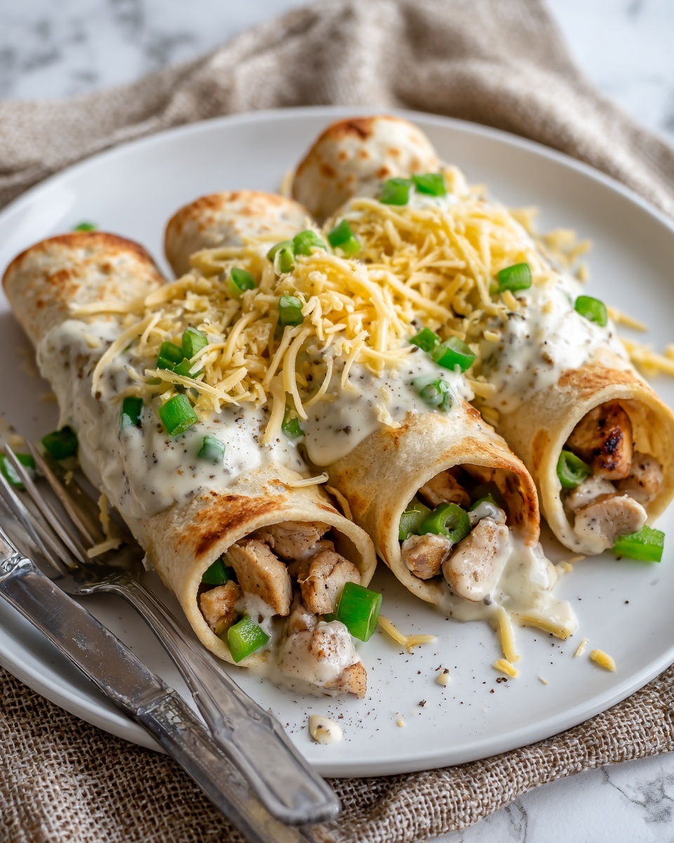 Cheesy Chicken Enchiladas with Creamy Sauce Recipe - Recipe Image