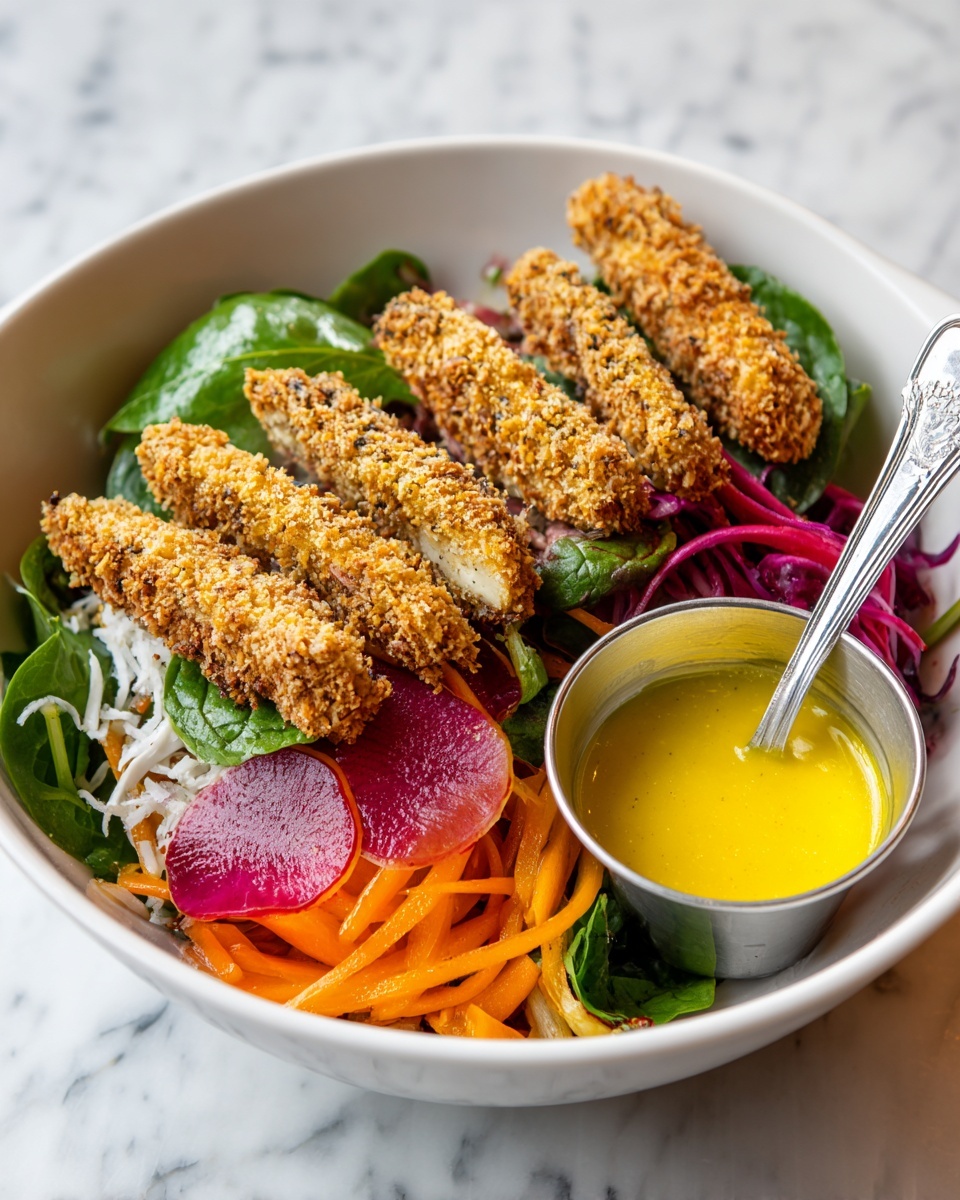 Coconut Chicken Salad with Warm Honey Mustard Vinaigrette Recipe - Recipe Image