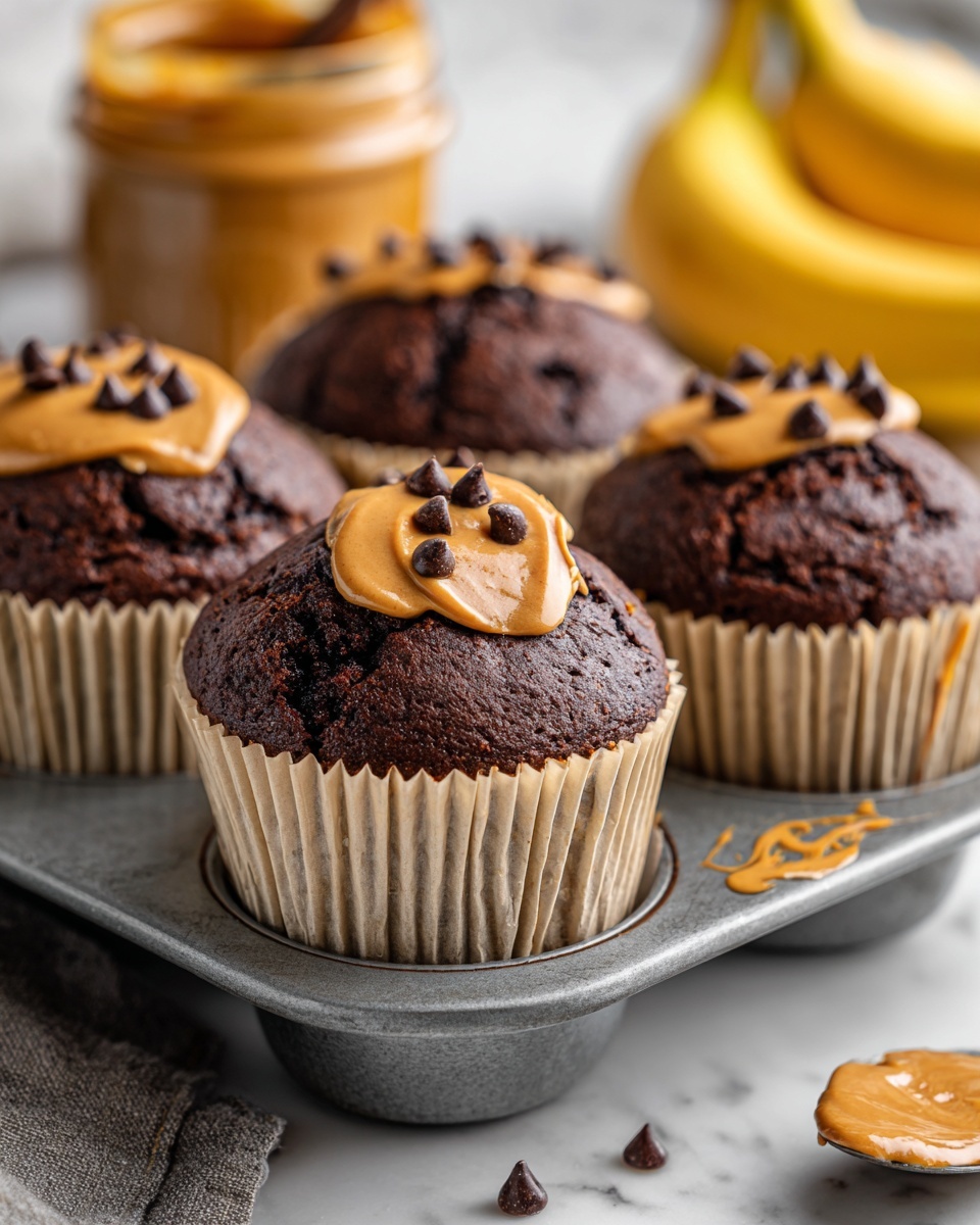 Chocolate Peanut Butter Banana Muffins Recipe - Recipe Image