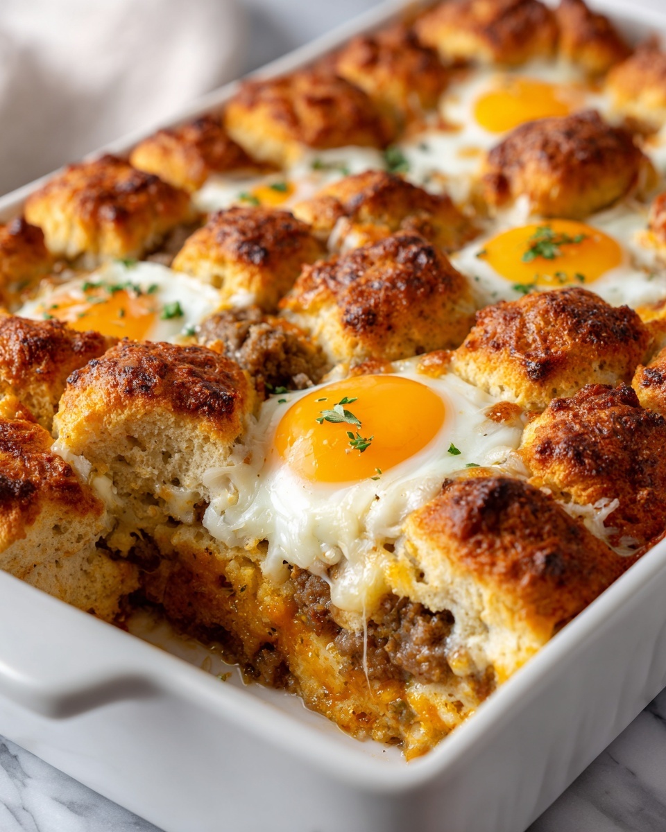 Biscuits and Gravy Breakfast Casserole Recipe - Recipe Image