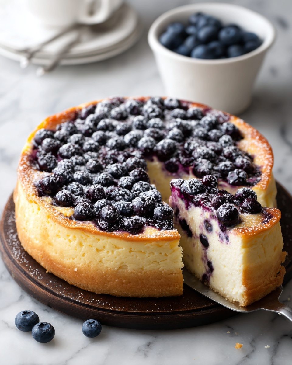 Simple Blueberry Basque Cheesecake Recipe - Recipe Image