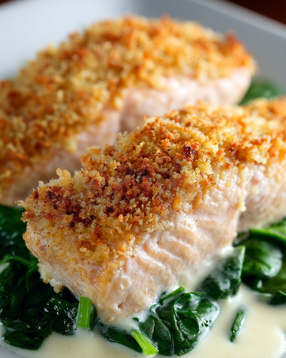 Blackened Salmon Stuffed with Spinach Parmesan Recipe - Recipe Image