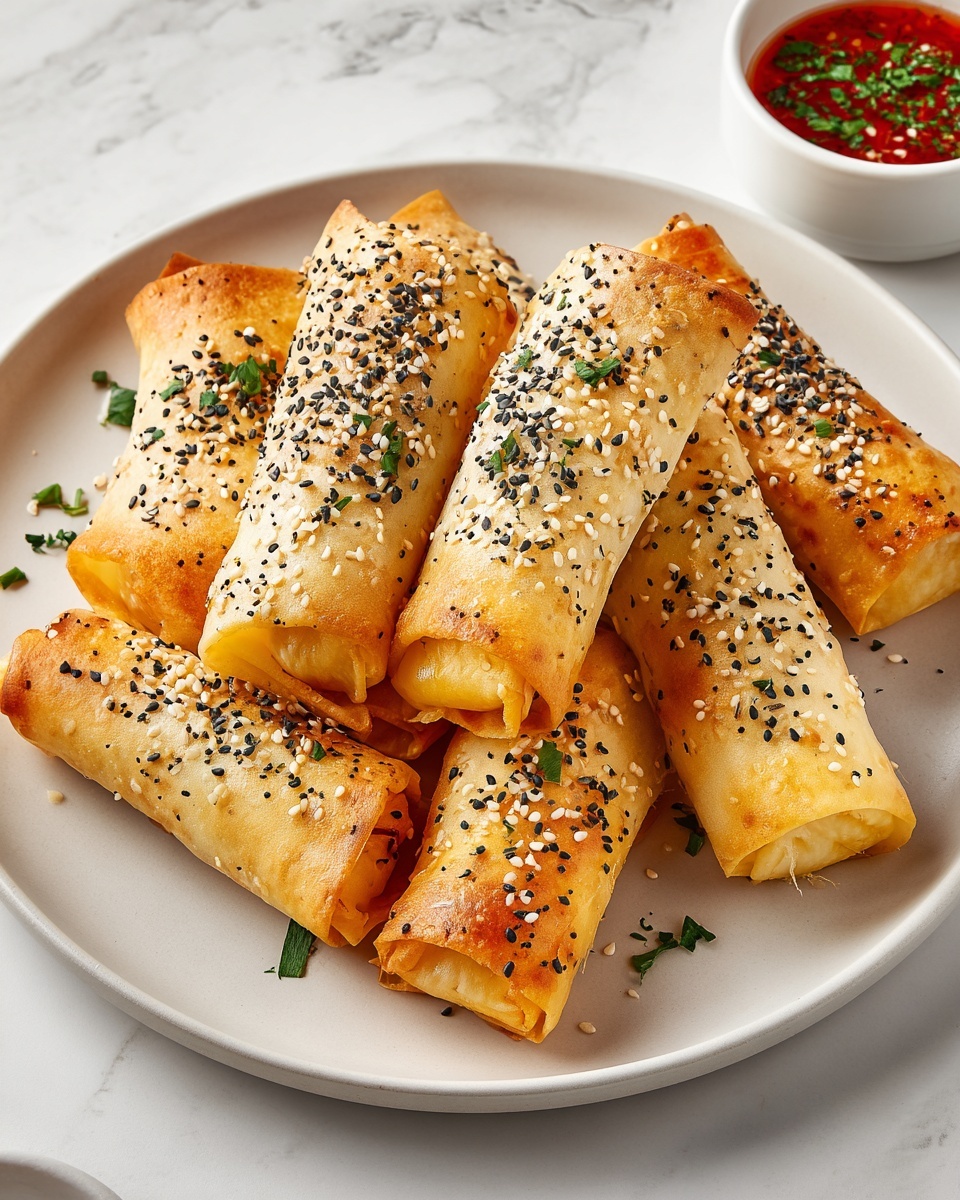 Oven Fried Feta Rolls with Chili Honey Recipe - Recipe Image