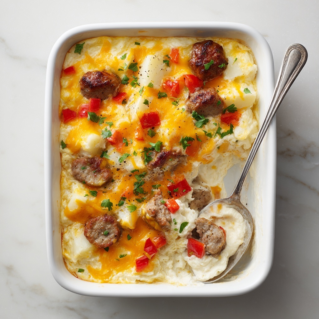 Cheesy Creamy Ranch Potato and Sausage Bake Recipe - Recipe Image