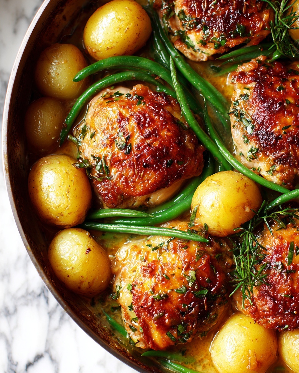One-Pan Garlic Herb Chicken with Potatoes & Green Beans Recipe - Recipe Image