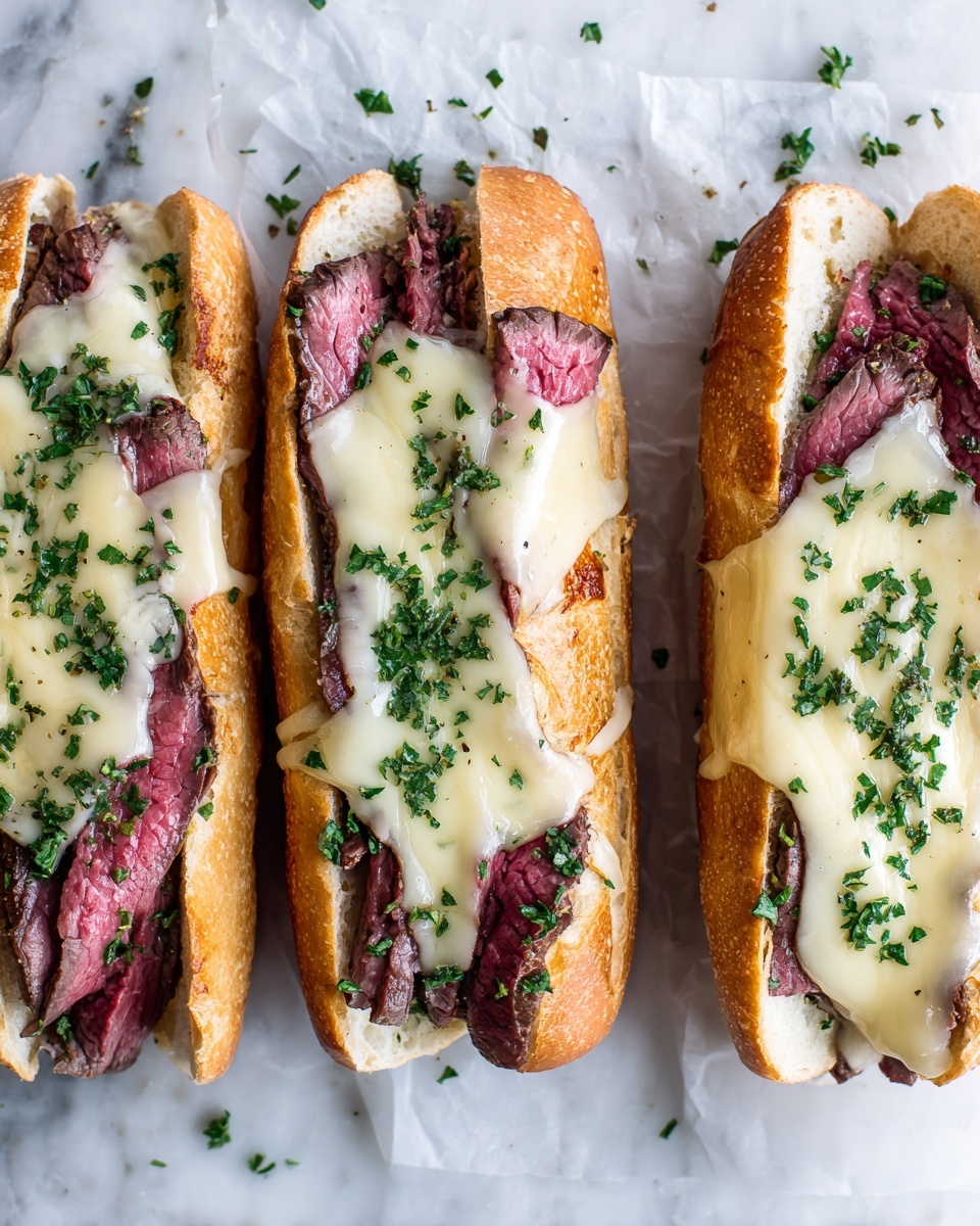 Game Day Garlic Steak and Cheese Sandwiches Recipe - Recipe Image