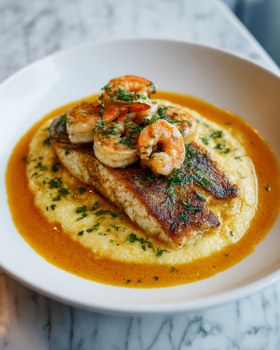 Red Snapper & Shrimp Grits with Cajun Cream Sauce Recipe - Recipe Image