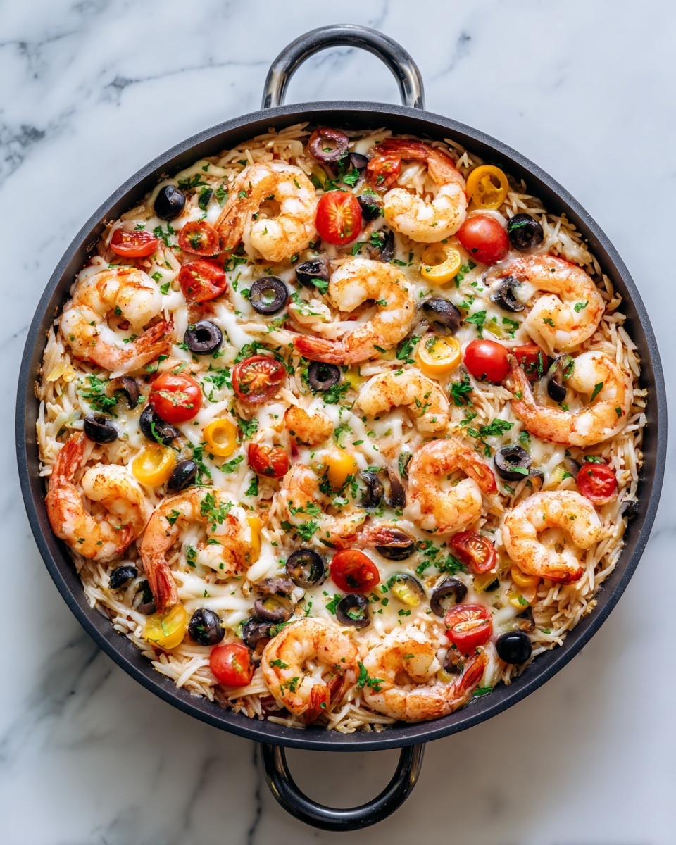 Greek Shrimp Orzo with Feta, Olives, and Tomatoes Recipe - Recipe Image