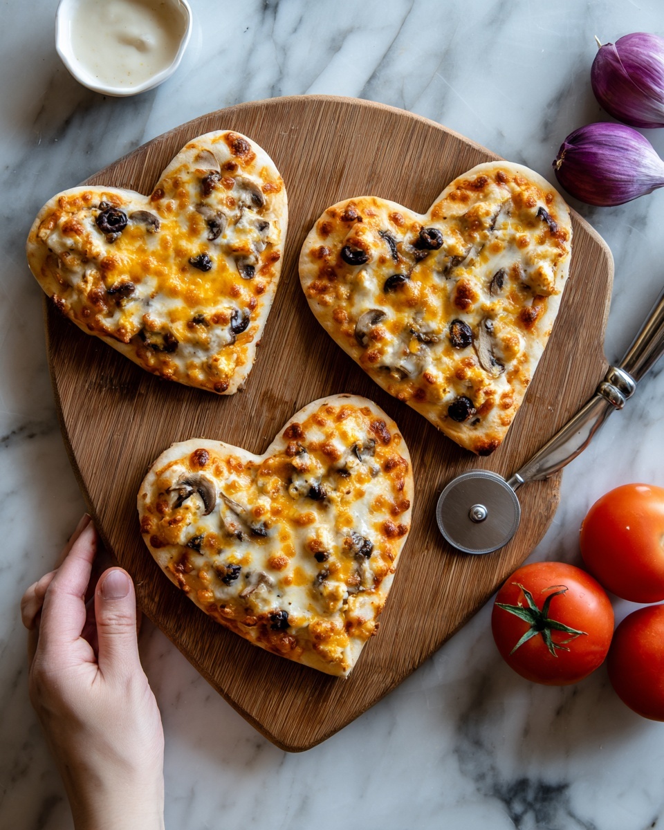 Mini Heart-Shaped Pizzas Recipe - Recipe Image
