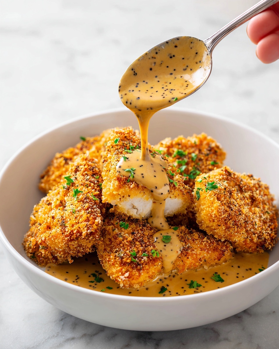 Crispy Parmesan Chicken with a Rich Garlic Sauce Recipe - Recipe Image