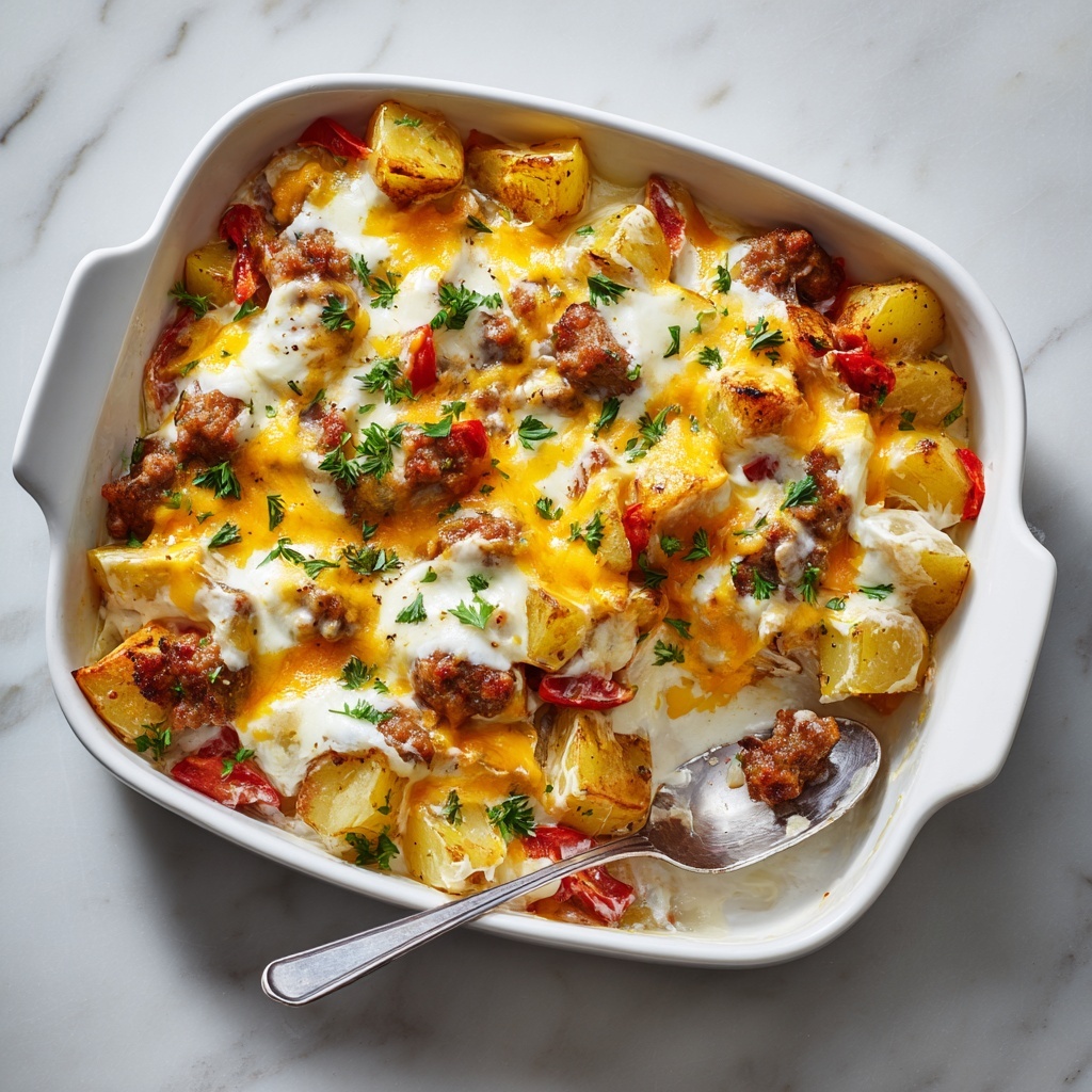 Cheesy Creamy Ranch Potato and Sausage Bake Recipe - Recipe Image