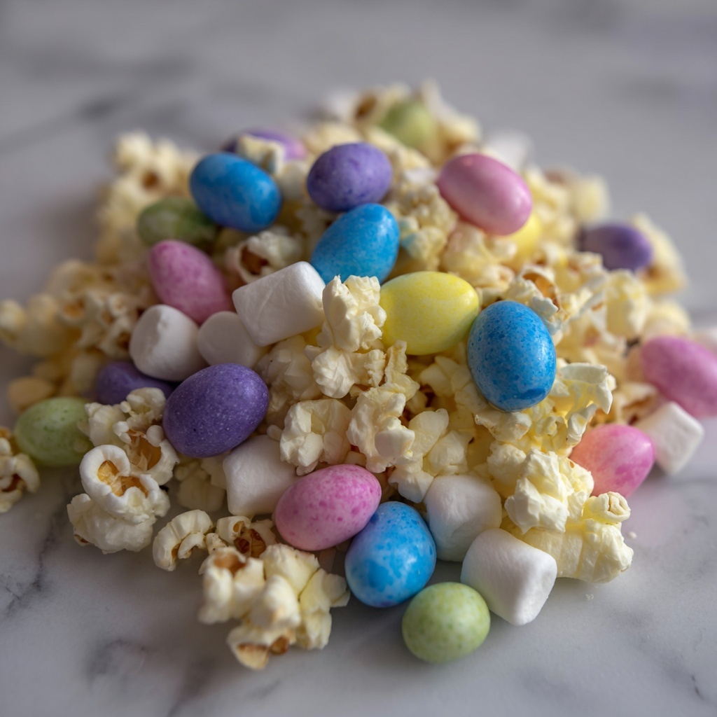 White Chocolate Easter Popcorn Recipe - Recipe Image