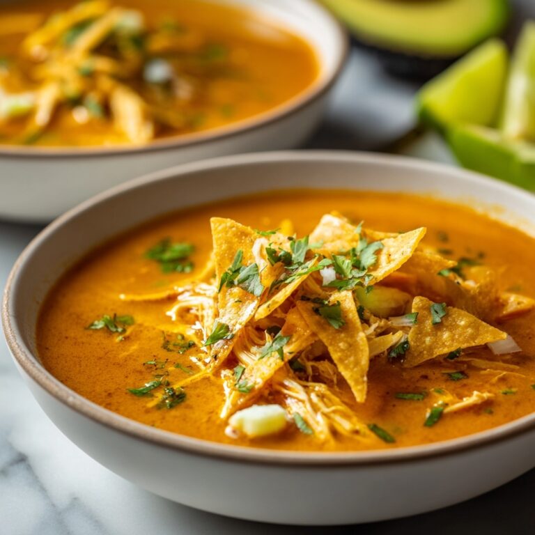 Creamy Chicken Tortilla Soup with Avocado and Cilantro Recipe