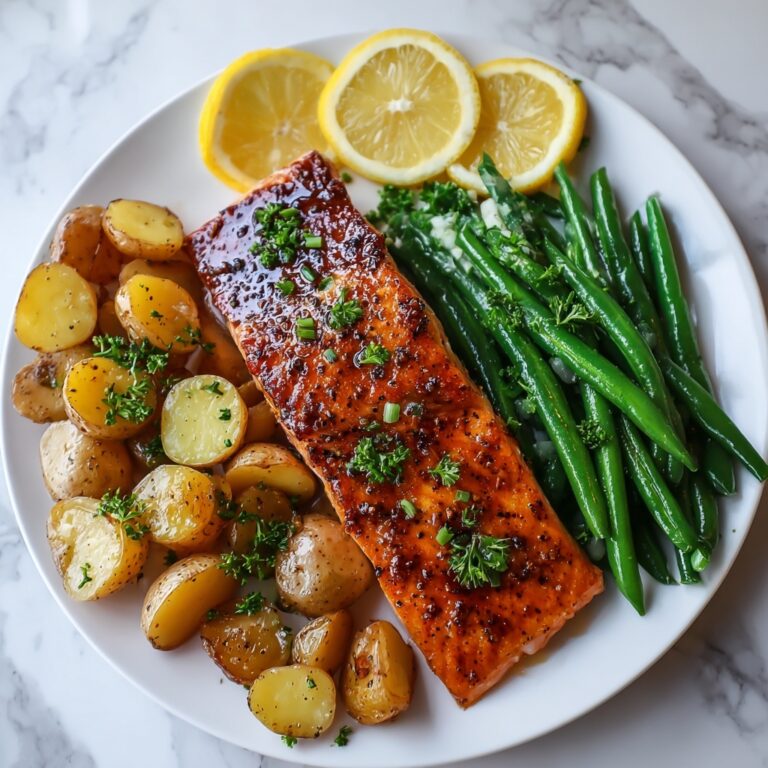 Easy Lemon Salmon with Roasted Potatoes and Green Beans Recipe