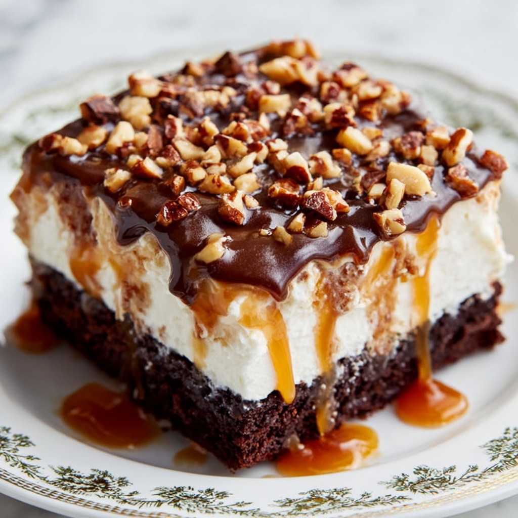 Caramel Turtle Poke Cake Recipe - Recipe Image
