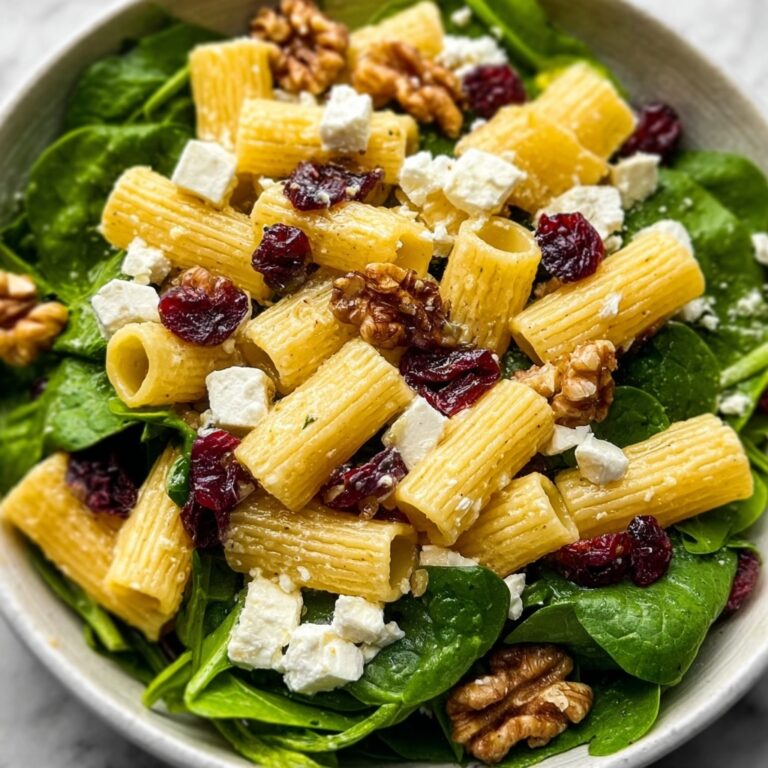 Spinach Pasta Salad with Feta and Cranberries Recipe