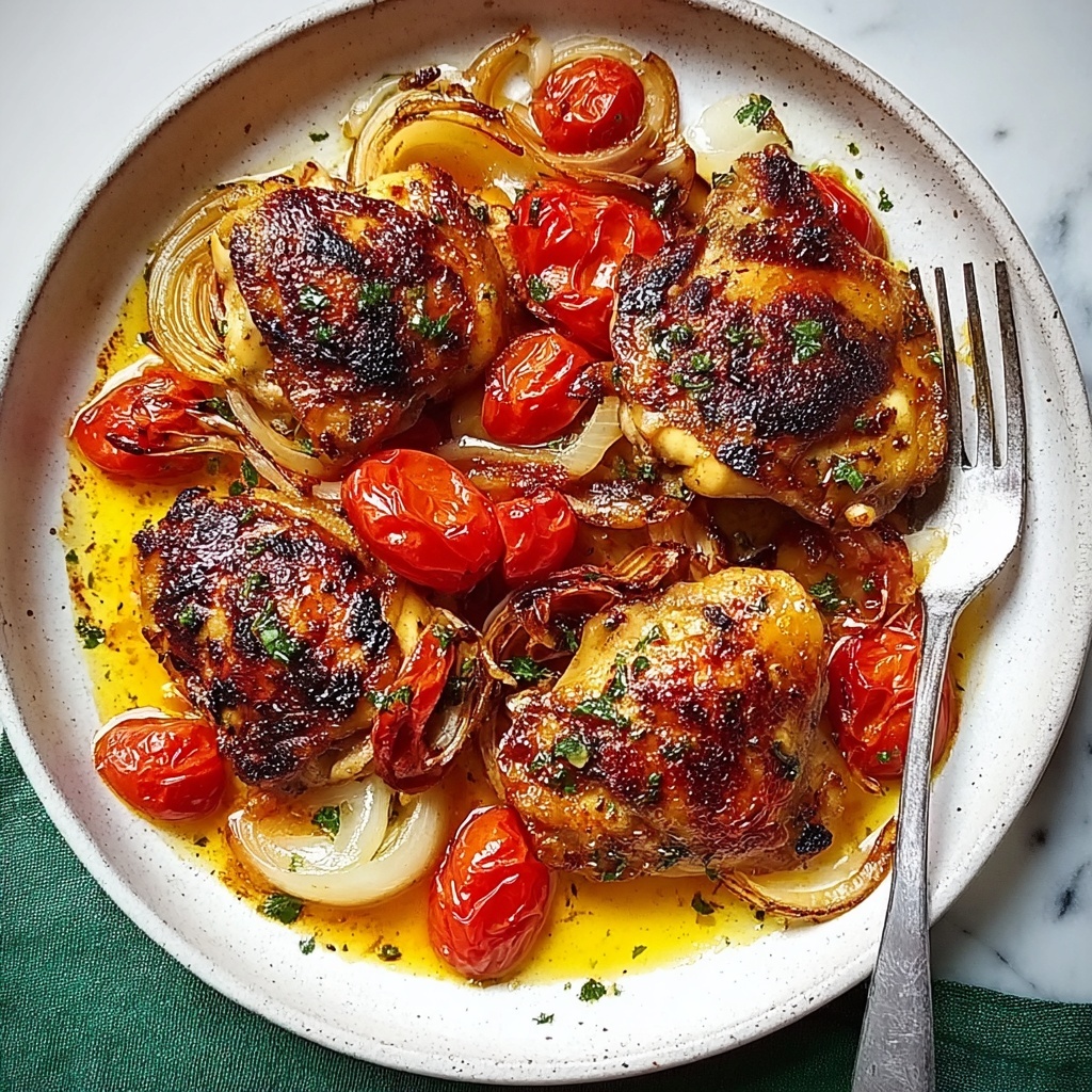 Spicy Vinegar Chicken over Tomatoes Recipe - Recipe Image