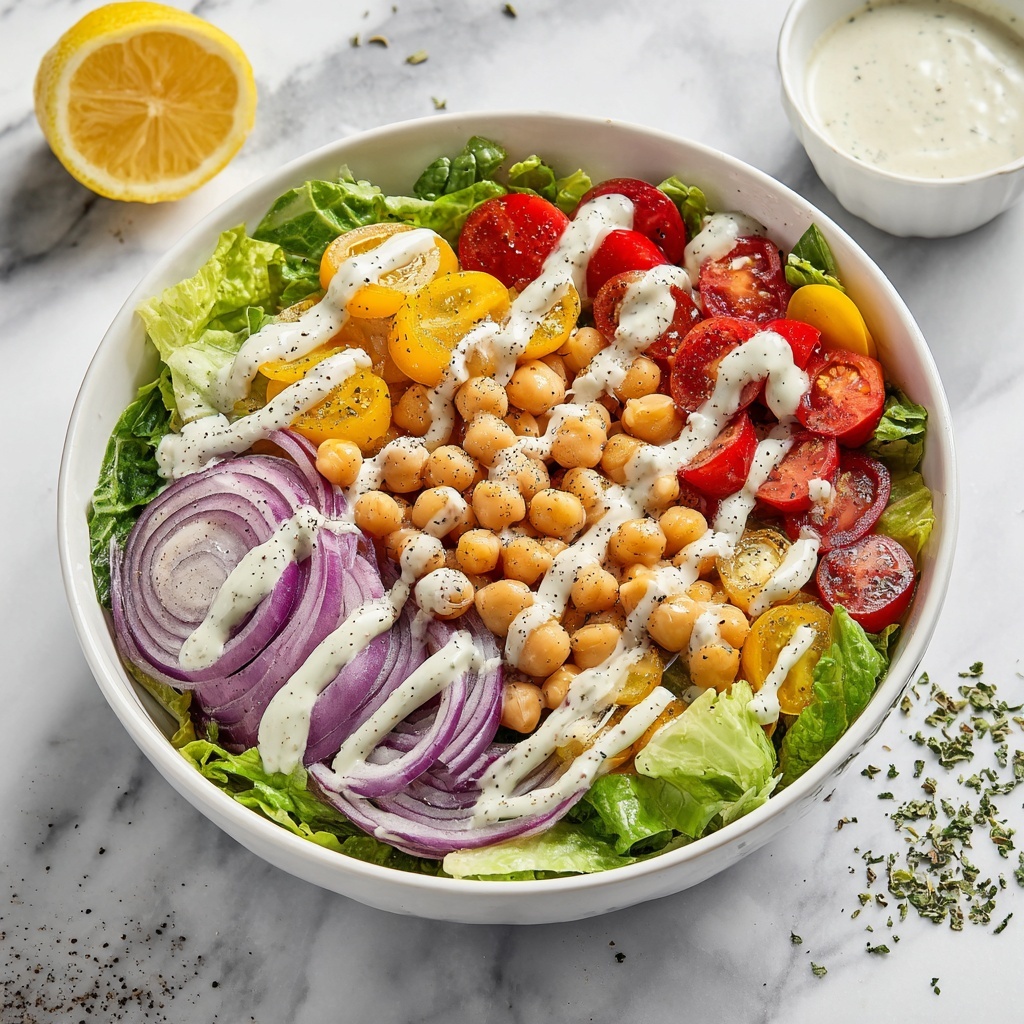 Green Salad with Lemon Tahini Dressing Recipe - Recipe Image