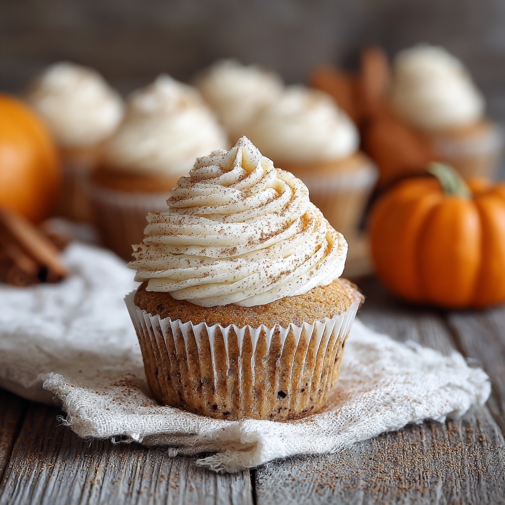 Pumpkin Cupcakes with Cinnamon Cream Cheese Frosting Recipe - Recipe Image