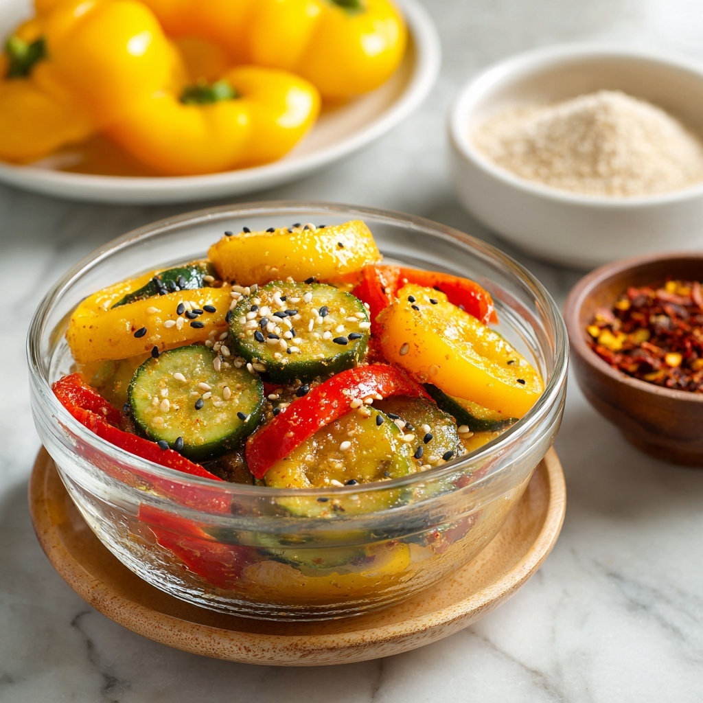Cucumber and Sweet Pepper Salad with Sesame Ginger Dressing Recipe - Recipe Image